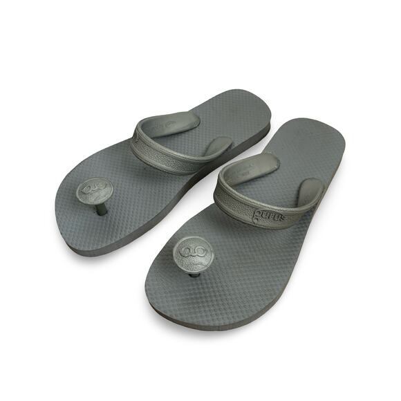 Gurus Natural Rubber Sandals Gray Indian Inspired Toe Post Sandal, Grey, S - Picture 1 of 5